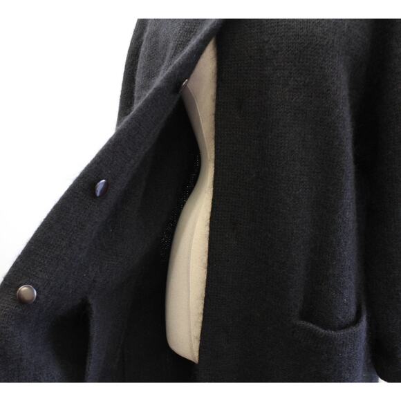 Vtg 90s Black Fuzzy Wool Mohair Blend Coatigan Cardigan Sweater Jacket Size M - Picture 5 of 7